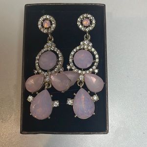 pink jewel hanging earrings